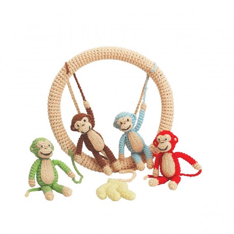 SindiBaba® Baby-Mobile gehakelt mit Rasseln Детский мобиль связанный крючком с погремушками