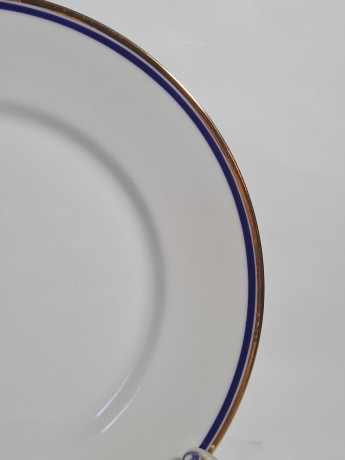 Чайное трио винтажное Jaeger&Co / PMR Bavaria с синей и золотой полосой, фарфор, Германия, 1960-70гг.