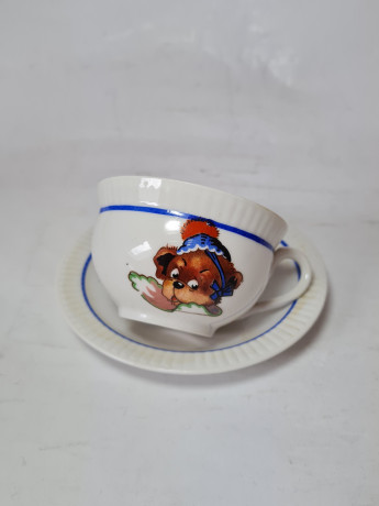 Otla Чашка, белый фарфор с изображением медвежонка, Германия, 1960-70гг.