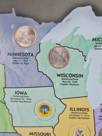 Альбом с монетами винтажный H.E. Harris &Co "25 центов Штаты Америки (1999-2008)" (State Series Quarters), 40 х 32.5 см, США, 2008.