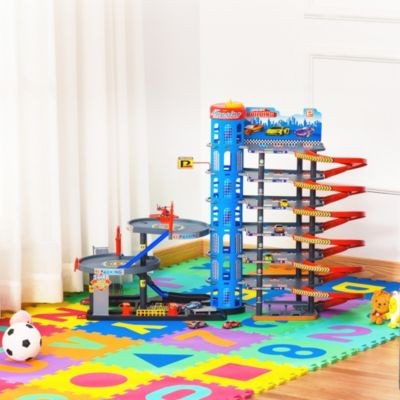 HOMCOM Kinder Parkhaus mit Rennbahn und Zubehor Детская автостоянка с ипподромом и аксессуарами