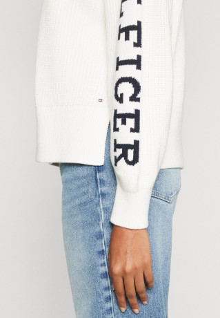 Tommy Hilfiger ZIP SWEATER Jumper ecru СВИТЕР НА МОЛНИИ Джемперы экрю