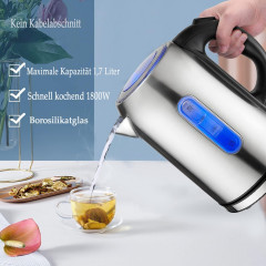 Mutoy Mutoy Wasserkocher Wasserkocher, Elektrischer Wasserkocher,mit LED-Anzeige,1,7l, 2000,00 W, Abschaltautomatik und Trockenkochschutz, fur Tee und Kaffee  Чайник Mutoy, электрочайник, со светодиодным дисплеем, 1,7 л, 2000,00 Вт, автоматическое отключе