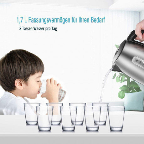 Mutoy Mutoy Wasserkocher Wasserkocher, Elektrischer Wasserkocher,mit LED-Anzeige,1,7l, 2000,00 W, Abschaltautomatik und Trockenkochschutz, fur Tee und Kaffee  Чайник Mutoy, электрочайник, со светодиодным дисплеем, 1,7 л, 2000,00 Вт, автоматическое отключе
