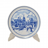 Тарелка декоративная винтажная Hutschenreuther, белый фарфор с бело-голубым рисунком Эльцер Хоф, 20 x 2,5 см, Германия, 1960-70гг.