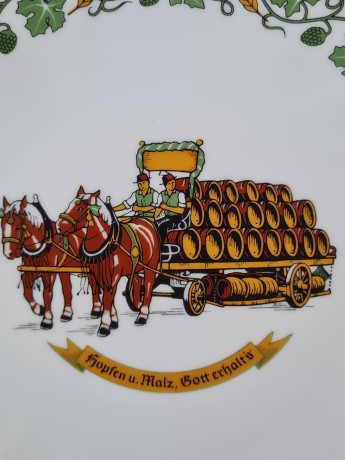 Тарелки декоративные винтажные gerthal Collette, фарфор с изображением позовзки с лошадьми, 2 шт х 20 x 2 см, Германия, 1960-70гг.