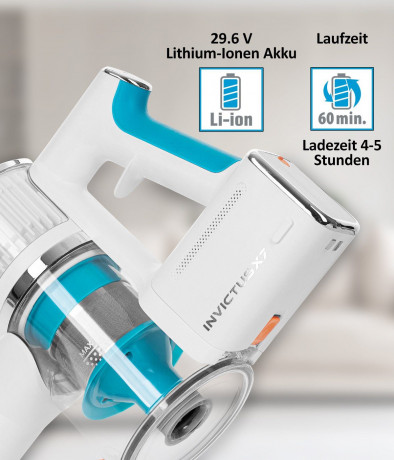 Genius Genius Akku-Hand-und Stielstaubsauger INVICTUS X7 FACELIFT Akkusauger Set 12-tlg. Memory Funktion, 380,00 W, beutellos HEPA Filter, bis zu 60 Min Laufzeit Ultra leicht LED Licht Elektroburste  Беспроводной ручной пылесос Genius INVICTUS X7 FACELIFT