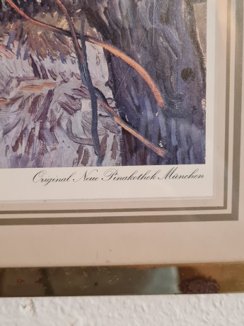 Картина винтажная "Вид на Арль" Винсент Ван Гог, золотистая рама, 43 x 35 см, Германия, 1960-70гг.