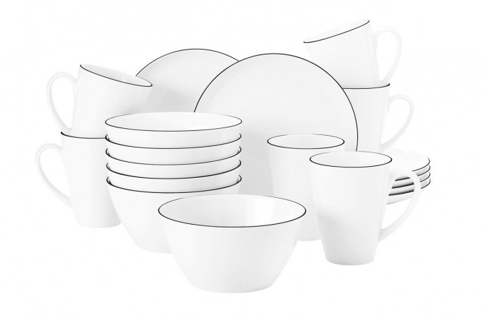 Seltmann Weiden Seltmann Weiden Fruchstuccks-Set Lido Blackline 18-tlg. weiss/schwarz Набор для завтрака Seltmann Weiden Lido Blackline, 18 предметов.