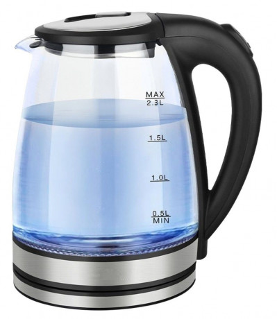 Cheffinger Cheffinger Wasserkocher Glas Edelstahl Wasserkocher 2000W mit LED-Beleuchtung Teekocher, 2.3 l, 2000 W Чайник Cheffinger стеклянный чайник из нержавеющей стали 2000Вт со светодиодной подсветкой, заварочный чайник, 2,3 л, 2000 Вт