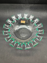 Фруктовница винтажная Joska / Bodenmais Bavaria, с резным краем, стекло, 21 см, Германия, 1970-80гг.