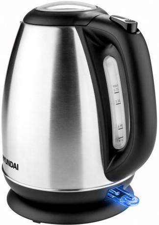 Hyundai Hyundai Wasserkocher VK302, 1,7 l, 2200 W, Edelstahl, Doppelsicherheitssystem, transparenter Deckel  Чайник Hyundai VK302, 1,7л, 2200Вт, нержавеющая сталь, двойная система безопасности, прозрачная крышка