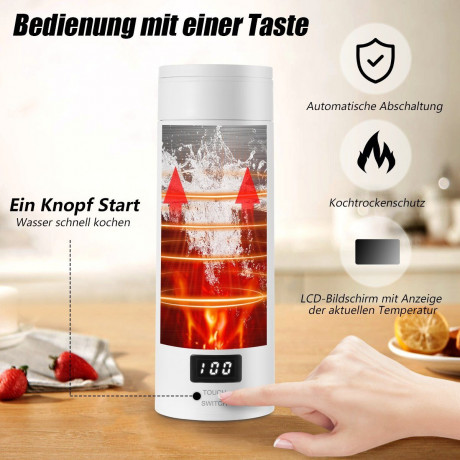 iscooter iscooter Reise-Wasserkocher Reisen Elektrische Wassertasse, 300W Schnellkoch-Teekanne-Heizbecher, 300,00 W, Wasserkocher mit Temperatureinstellung  Automatischer Abschaltung  Дорожный чайник iscooter, дорожная электрическая чашка для воды, 300 Вт