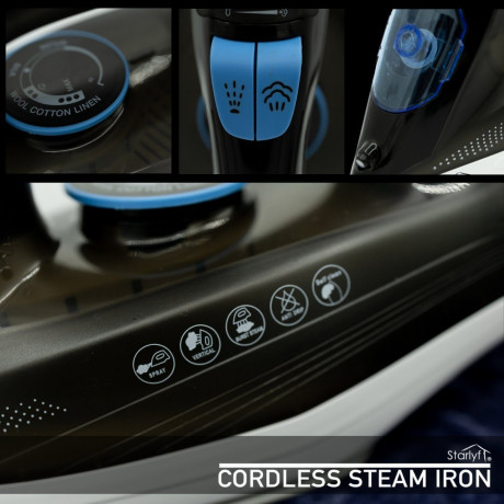 Starlyf Starlyf Dampfbugeleisen Cordless Steam Iron, 2400 W, kabelloses Bugeleisen, Sohle mit keramischer Antihaftbeschichtung Starlyf Cordless Steam Iron, 2400W, беспроводной утюг, подошва с керамическим антипригарным покрытием