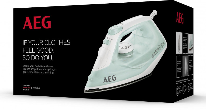 AEG AEG Dampfbugeleisen EasyLine DB 1740LG, 2400 W, Filtration mit Anti-Kalk-Patrone, Restwarmeanzeige, 110 g Dampfstoss  Паровой утюг AEG EasyLine DB 1740LG, 2400 Вт, фильтрация с картриджем от накипи, индикатор остаточного тепла, паровая порция 110 г
