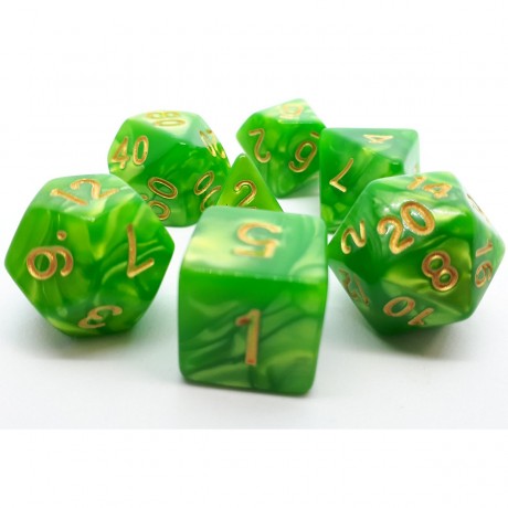dice4friends 7-tlg. RPG Wurfelset Pearl: Grass\/Gold 7 шт. RPG Dice Set Жемчуг: Трава/Золото