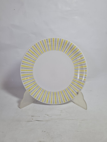 Чайное трио винтажное Bavaria с желто-серым геометричным декором, фарфор, Германия, 1970-80гг.