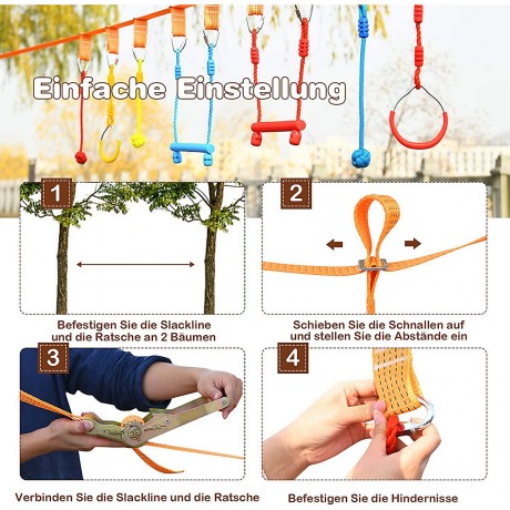 COSTWAY Ninja-Hindernis-Set 13M Kinder Slackline Детский слэклайн Ninja Obstacle Set 13M