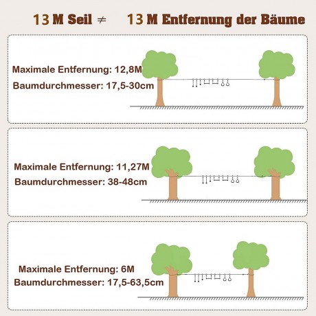 COSTWAY Ninja-Hindernis-Set 13M Kinder Slackline Детский слэклайн Ninja Obstacle Set 13M