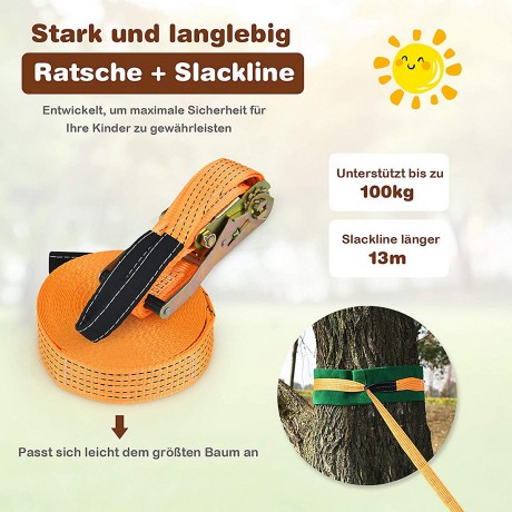 COSTWAY Ninja-Hindernis-Set 13M Kinder Slackline Детский слэклайн Ninja Obstacle Set 13M