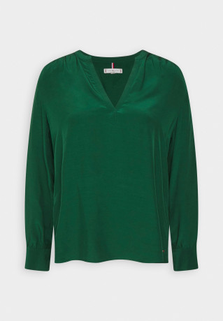 Tommy Hilfiger SOLID V NECK BLOUSE Blouse prep green БЛУЗКА С V-ОБРАЗНЫМ ВЫРЕЗОМ Блузка подготовка зеленый