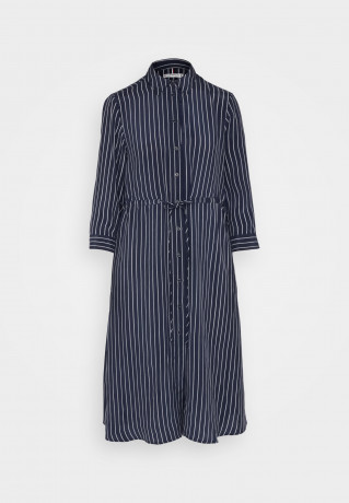 Tommy Hilfiger ROPE MIDI SHIRT DRESS Shirt dress carbon navy/white ПЛАТЬЕ-РУБАШКА МИДИ ROPE Платье-рубашка карбон темно-синий/белый