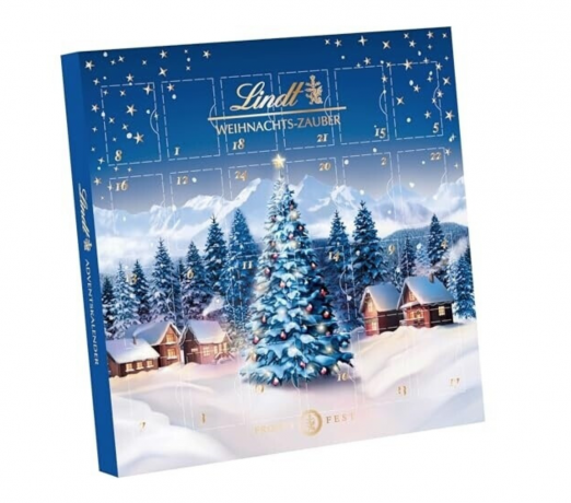 Lindt Mini-Tisch-Kalender Weihnachtszauber 115g х 2stk, Линдт Адвент-каленадрь 2025, 24 сладких сюрприза, 19см х 19см, 115 г x 2 шт
