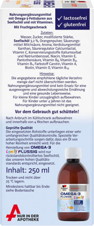 Doppelherz system Omega-3 Family flussig mit Fruchtgeschmack, Доппельгерц ОМЕГА-3 из морской рыбы + Витамины A, C, D и B12, сироп с фруктовым вкусом для детей с 4-х лет и взрослых, 250 мл x 2 штуки