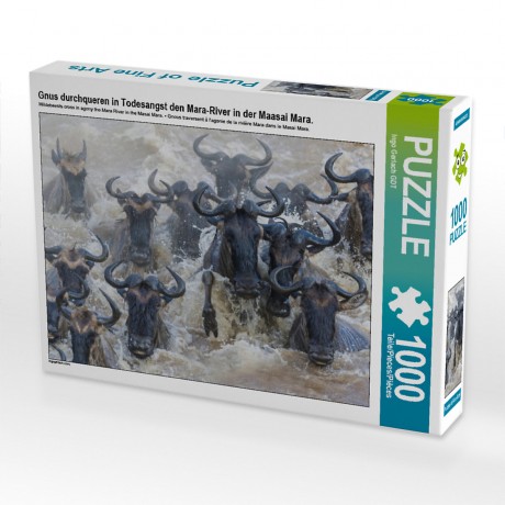 CALVENDO Puzzle CALVENDO Puzzle Gnus durchqueren in Todesangst den Mara-River in der Maasai Mara. Головоломка CALVENDO Puzzle Гну пересекают реку Мара в Масаи-Мара в смертельном страхе.