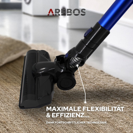 Arebos Arebos Akku-Handstaubsauger Lithium-Ionen-Akku Staubsauger, 2-in-1 Hand- und Bodenstaubsauger, 200,00 W, beutellos blau Беспроводной ручной пылесос Arebos, пылесос с литий-ионным аккумулятором, ручной и напольный пылесос 2-в-1, 200,00 Вт, без мешка