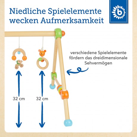 bieco Spieltrapez Spielbogen fur Babys -Figuren Rasseln Kugeln- Activity Baby Gym Holz Spielbogen Игровая арка на трапеции для малышей