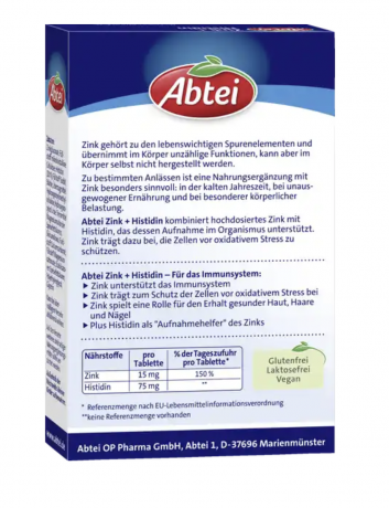 ABTEI Zink+Histidin 30 Tabletten цинк + гистидин для иммунитета, 30 шт