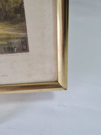 Картина винтажная в раме, типография Fritz Grandt&Co Kunstverlag / Berlin, изображение домика Гете в 1828, 37,5 x 29,5 см, Германия, 1960-1970гг.