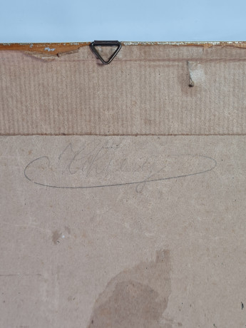 Картина винтажная в раме, типография Fritz Grandt&Co Kunstverlag / Berlin, изображение домика Гете в 1828, 37,5 x 29,5 см, Германия, 1960-1970гг.