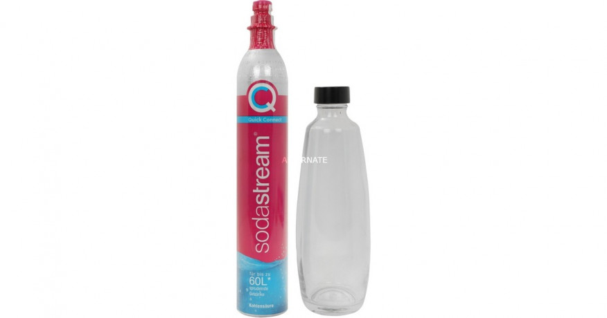SodaStream SodaStream Quick Connect CO?-Reservezylinder +1 Glaskaraffe, fur Wassersprudler pink, mit Quick-Connect Verschluss  pink Резервный баллон для CO? SodaStream Quick Connect + 1 стеклянный графин, для приготовления газированной воды, розовый, с за