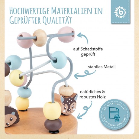 bieco Motorikwurfel Motorikschleife Lernspielzeug Holz Wurfel Motorik Spielzeug Baby Motorikwurfel Куб моторных навыков Кубик двигательных навыков Петля Обучающая игрушка Деревянный куб Двигательные навыки Игрушка Детский куб моторных навыков