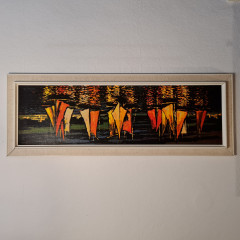 Картина винтажная Raz "Парусники", масло, деревянная рама, 110 x 70 см, Германия, 1960-70гг.