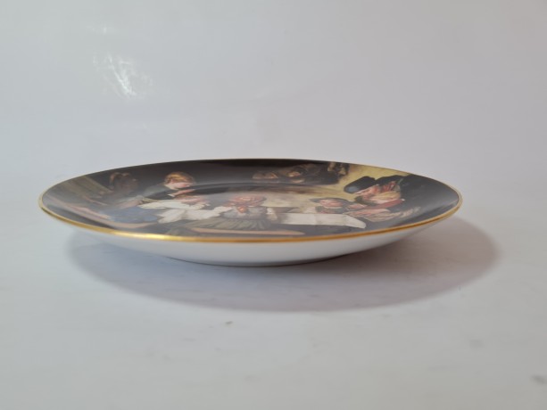 Тарелка декоративная винтажная Lilien Porzellan "Молитва перед ужином", коллекционная, №154K, худ. Ф. Дефреггер, 20 см, Австрия, 1988г.