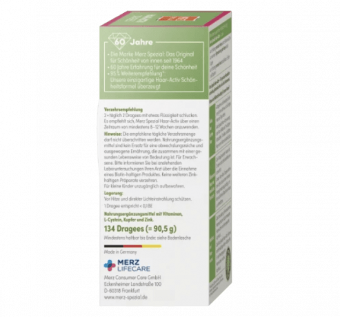 Merz Spezial Dragees Haar-Activ 134 St, 90,5 g, Драже для роста волос, 134шт