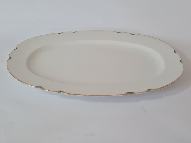 Hutschenreuther Bavaria Блюдо с фактурным краем и позолоченным ободком, 39x26x4 см, Германия, 1950-60гг.