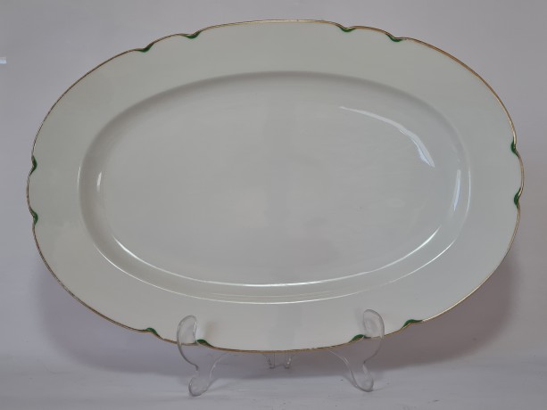 Hutschenreuther Bavaria Блюдо с фактурным краем и позолоченным ободком, 39x26x4 см, Германия, 1950-60гг.