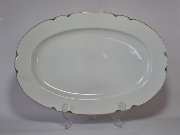 Hutschenreuther Bavaria Блюдо с фактурным краем и позолоченным ободком, 39x26x4 см, Германия, 1950-60гг.