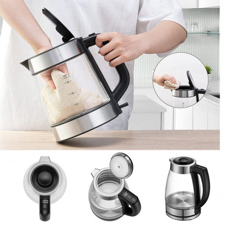 Mutoy Mutoy Wasserkocher Wasserkocher mit temperatureinstellung, Wasserkocher Glas 2,0 Liter, 2200,00 W, Temperaturwahl 40-100°C Farbwechsel LED, Wasserkocher Edelstahl Glas Чайник Mutoy с регулировкой температуры, стеклянный чайник 2,0 литра, 2200,00 Вт,