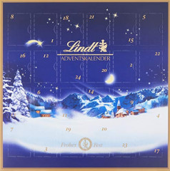 Lindt Mini-Tisch-Kalender Weihnachtszauber 115g х 3stk, Линдт Адвент-каленадрь 2025, 24 сладких сюрприза, 19см х 19см, 115 г x 3 шт