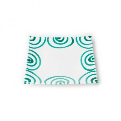 Gmundner Keramik Gmundner Keramik Grungeflammt Dessertteller / Fruhstucksteller 20x20x2,6 cm Gmundner керамическая десертная тарелка с зеленым пламенем / тарелка для завтрака 20x20x2,6 см