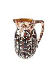 Кувшин для воды винтажный Heeia Qayworks Hawaii, ручная роспись, черно-коричневые пятна, керамика, 19 х 14.5 см, Гавайи, 1970-80гг.