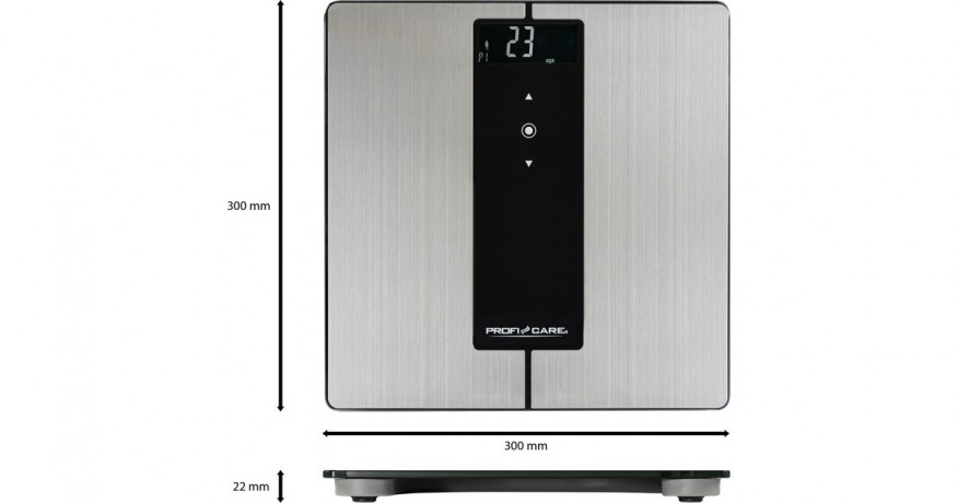 ProfiCare ProfiCare 9 in 1 Diagnose-Waage PC-PW 3008 BT edelstahl/schwarz, mit Bluetooth  edelstahl/schwarz Диагностические весы ProfiCare 9 в 1 PC-PW 3008 BT нержавеющая сталь/черный, с Bluetooth