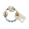 kleinerStorch Greifling mit Name – Madchen  Jungen Beissring personalisiert – Holz Rassel Bar weiss turkis Игрушка-клатч с именем