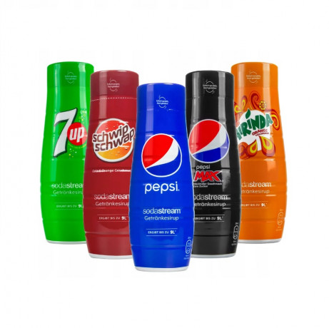 Набор сиропов для напитков Sodastream 7UP, Mirinda, Pepsi, SchwipSchwap, PepsiMax, 5 х 440мл