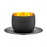 Eisch Eisch cosmo schwarz gold Cappuccinoobertasse mit Untertasse Glas d: 14,5 cm / h: 7,5 cm / 300 ml Eisch космо чашка для капучино из черного золота со стаканом-блюдцем д: 14,5 см / высота: 7,5 см / 300 мл